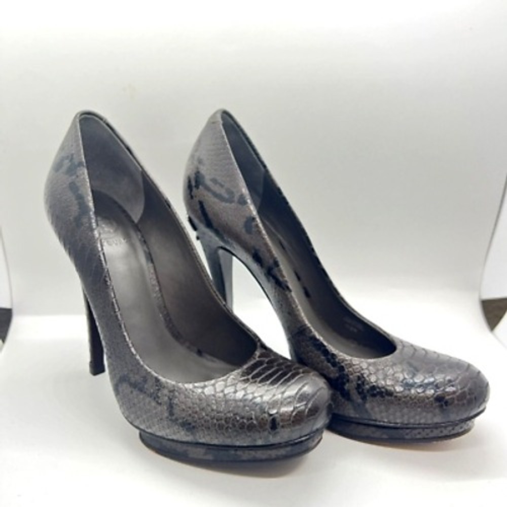 Tory Burch Jude Size 9.5 Shoes Brown Snake Skin Pumps Platform Heels